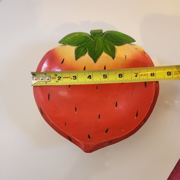 Vintage Red Strawberry Shaped Dessert Dish Plate Trinket Jewelry Candy Brazil - Picture 5 of 5